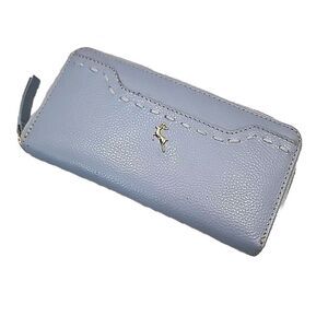 Ashwood Ziparound Leather Wallet RFID Protected Blue Pebbled EC